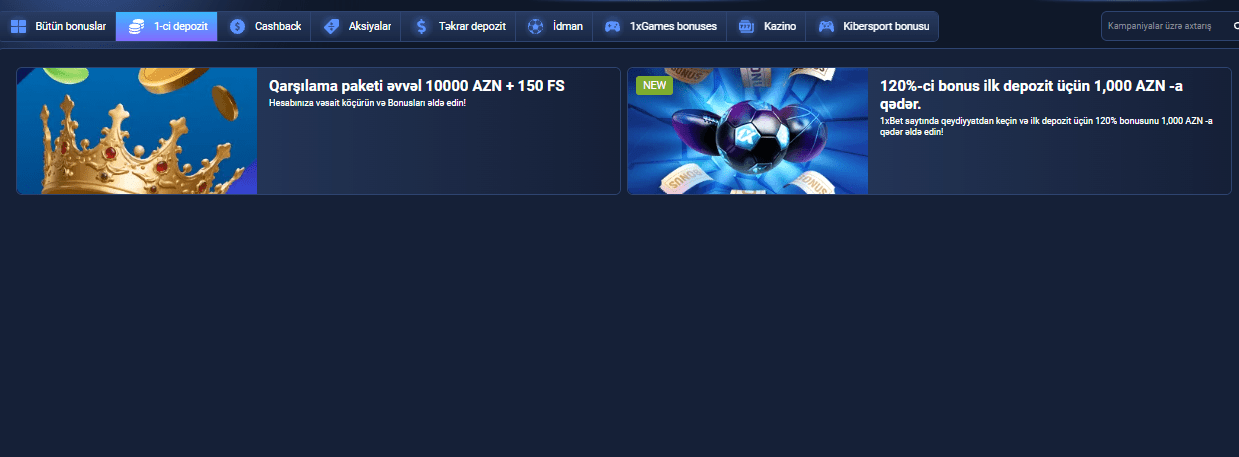 1xBet Bonusları Ümumi Baxış