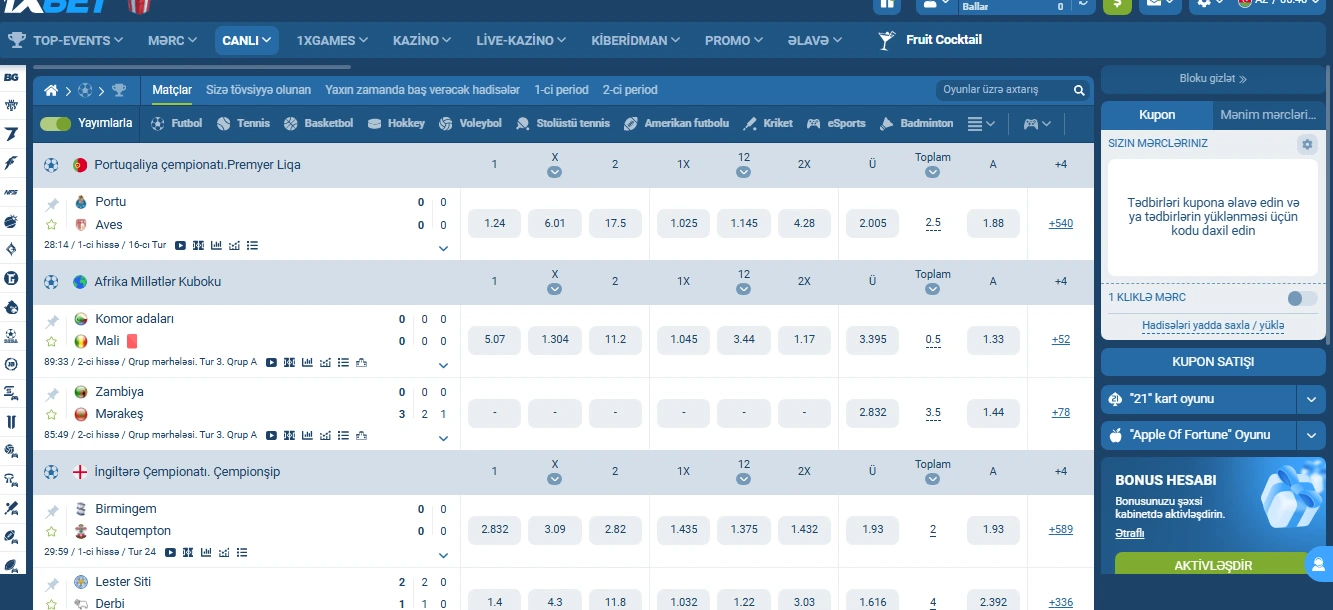 online futbol mercleri - canlı mərclər