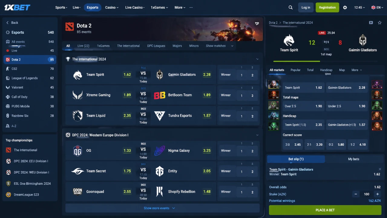 Bet on Dota 2 at 1xbet