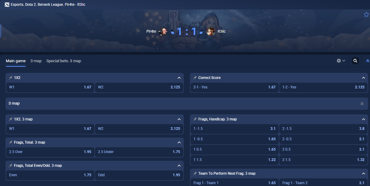 Live Esports Betting – In-Play Odds at 1xbet
