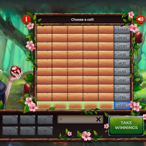 Apple of Fortune 1xBet — игровое поле из 10 уровней по 5 ячеек